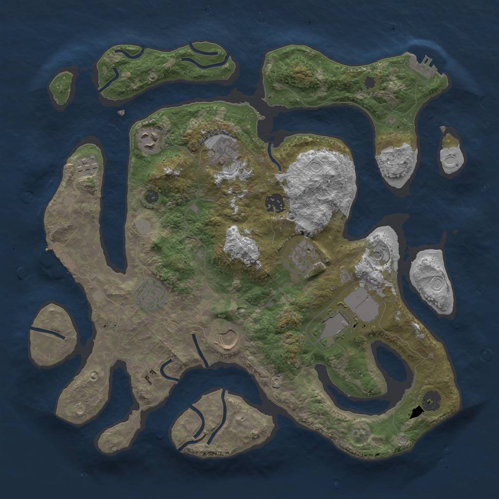 Rust Map: Procedural Map, Size: 3750, Seed: 1479456363, 16 Monuments