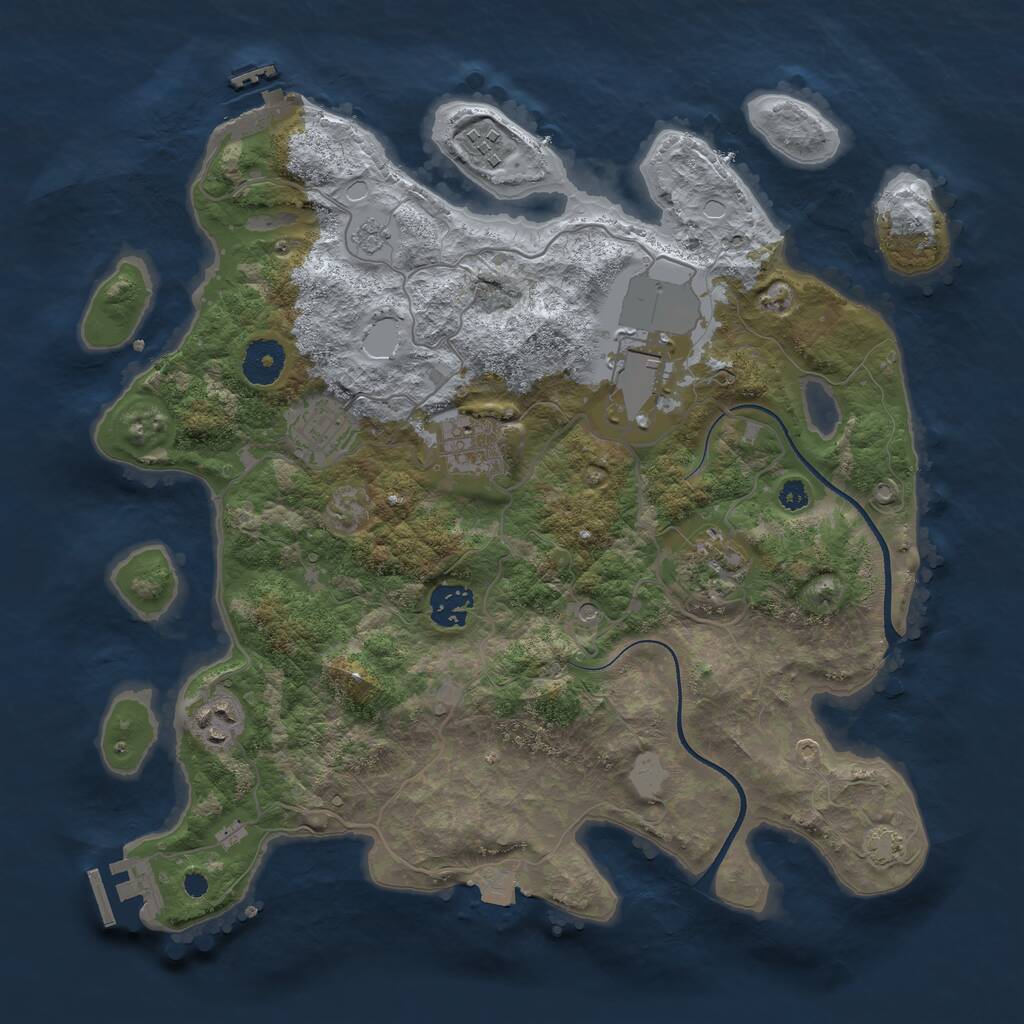 Rust Map: Procedural Map, Size: 3500, Seed: 34623621, 13 Monuments