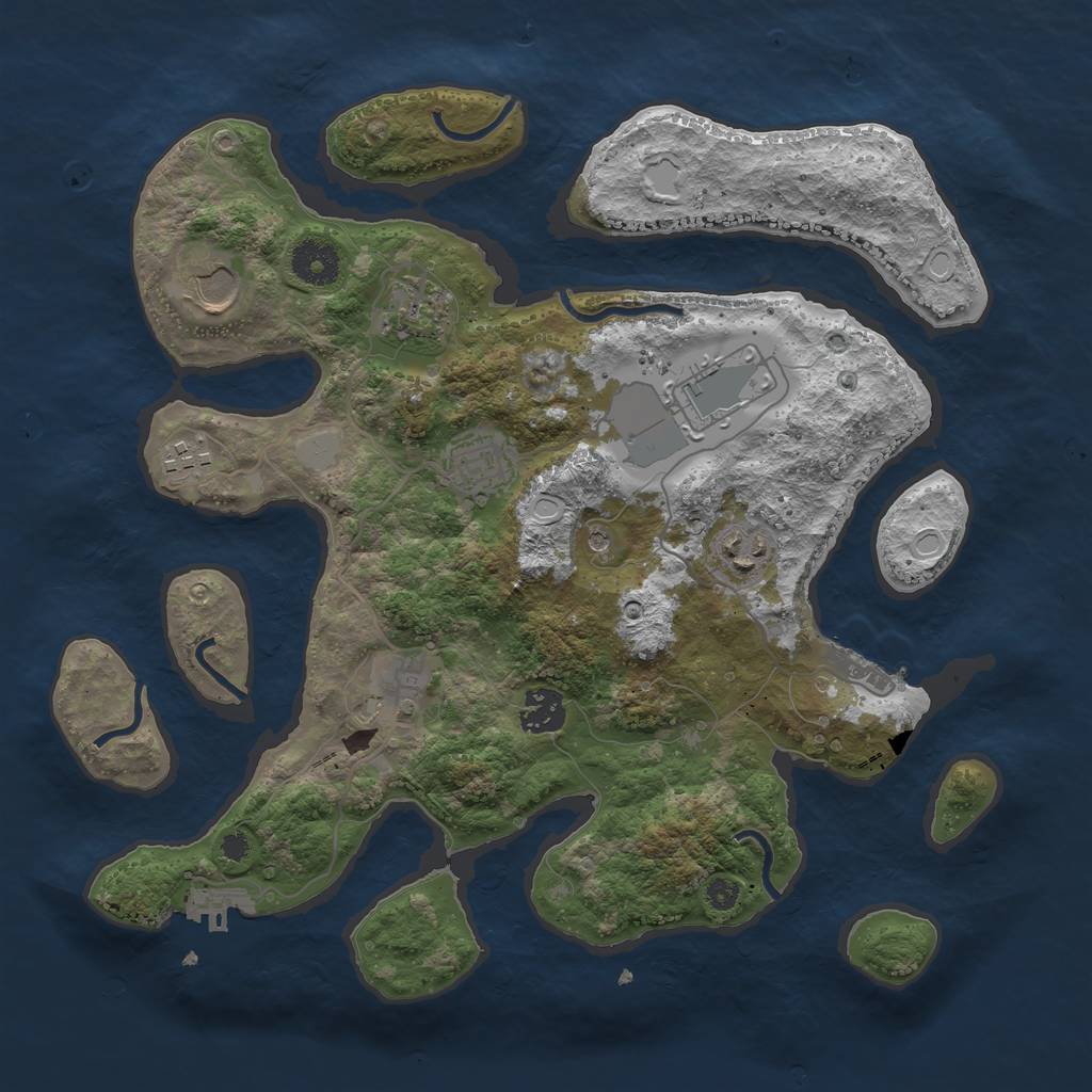 Rust Map: Procedural Map, Size: 3500, Seed: 1243437672, 16 Monuments