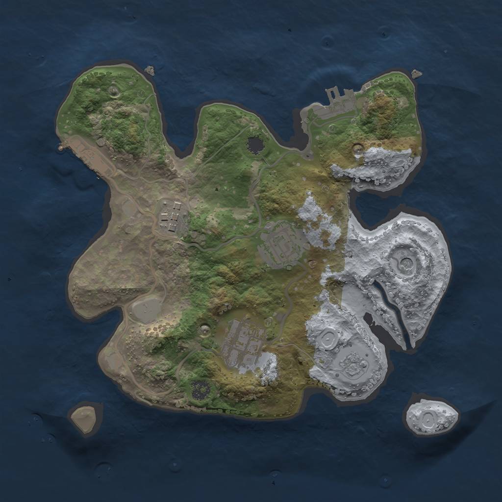 Rust Map: Procedural Map, Size: 2500, Seed: 1294846809, 10 Monuments