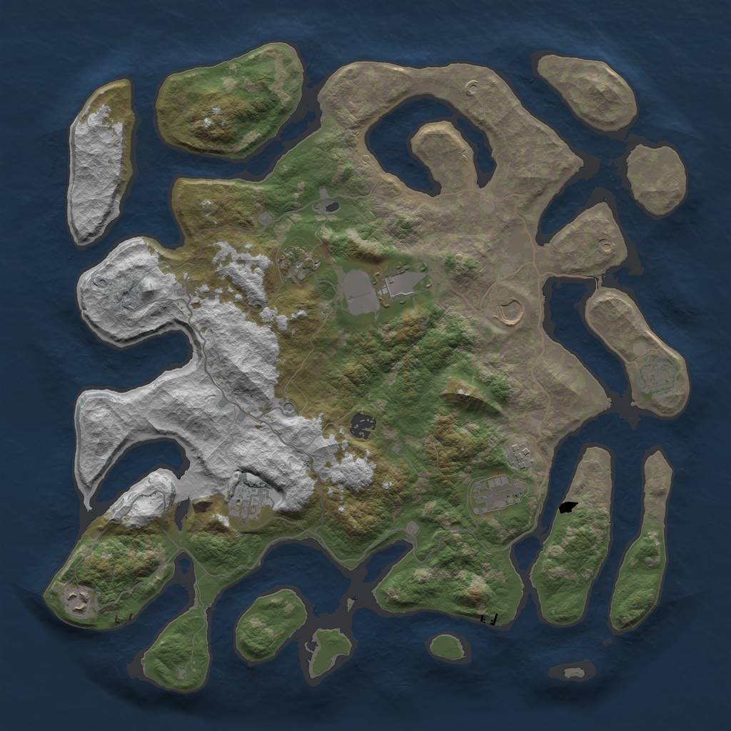 Rust Map: Barren, Size: 4300, Seed: 445756, 12 Monuments