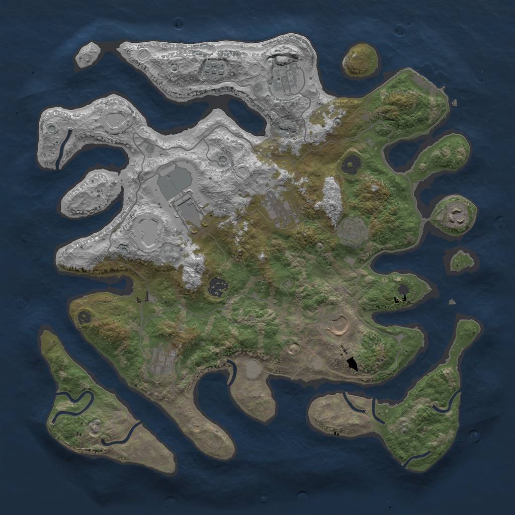 Rust Map: Procedural Map, Size: 4000, Seed: 2864, 16 Monuments