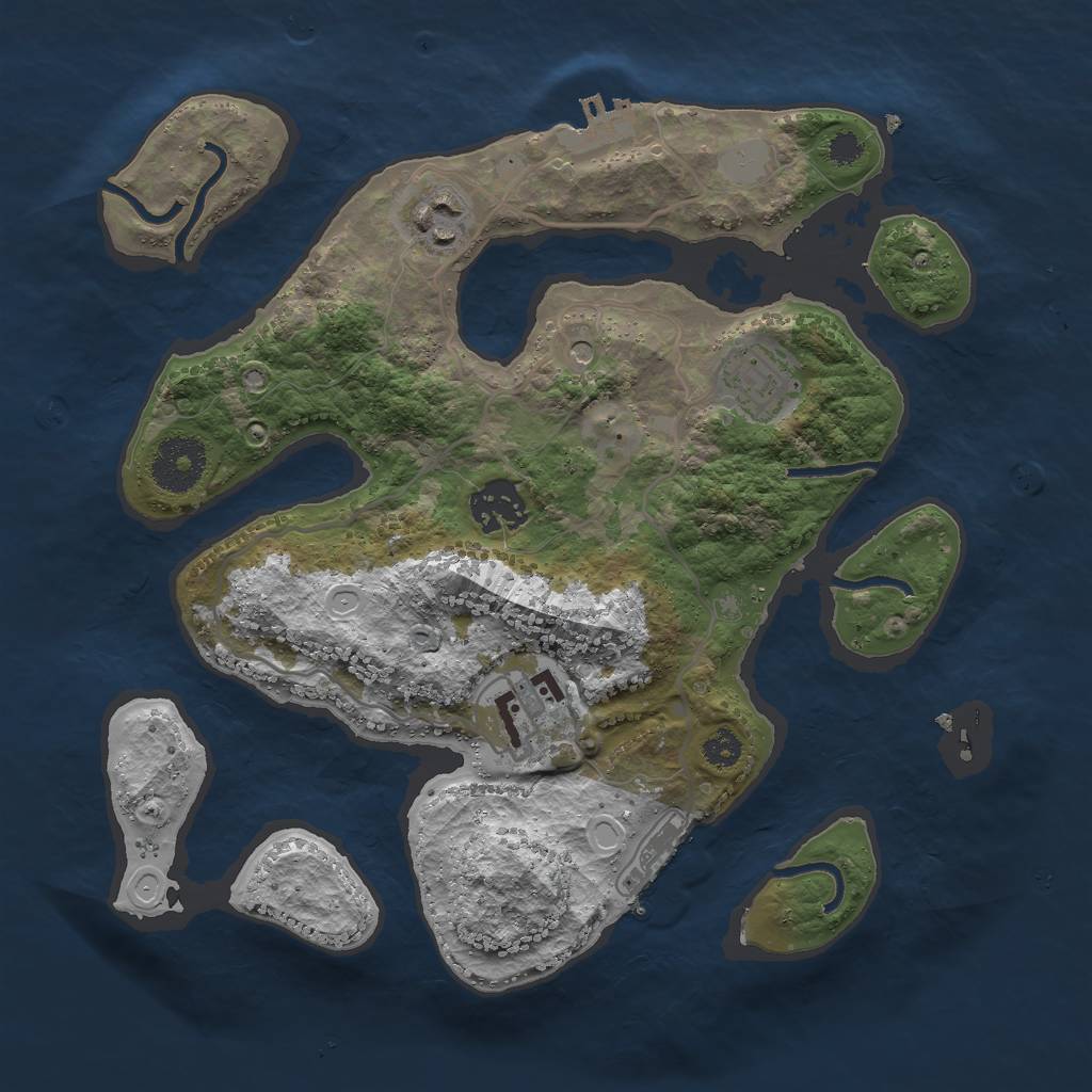 Rust Map: Procedural Map, Size: 3000, Seed: 808909, 12 Monuments