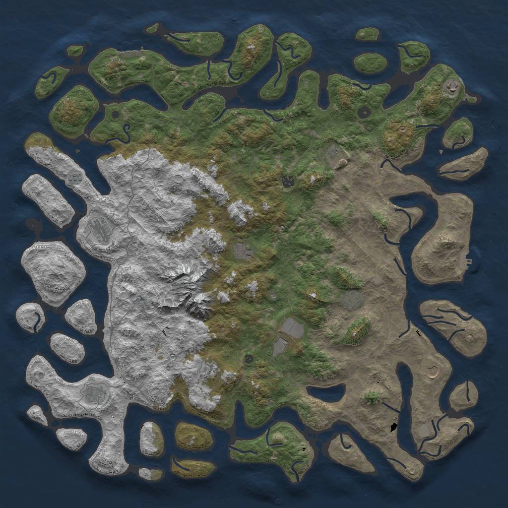Rust Map: Procedural Map, Size: 6000, Seed: 2719345, 19 Monuments