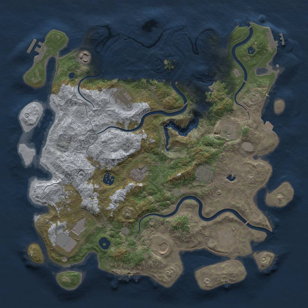Rust Map: Procedural Map, Size: 4000, Seed: 468470, 17 Monuments