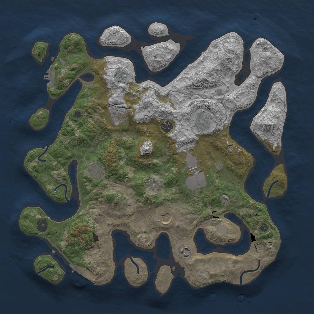 Rust Map: Procedural Map, Size: 4000, Seed: 371435677, 16 Monuments