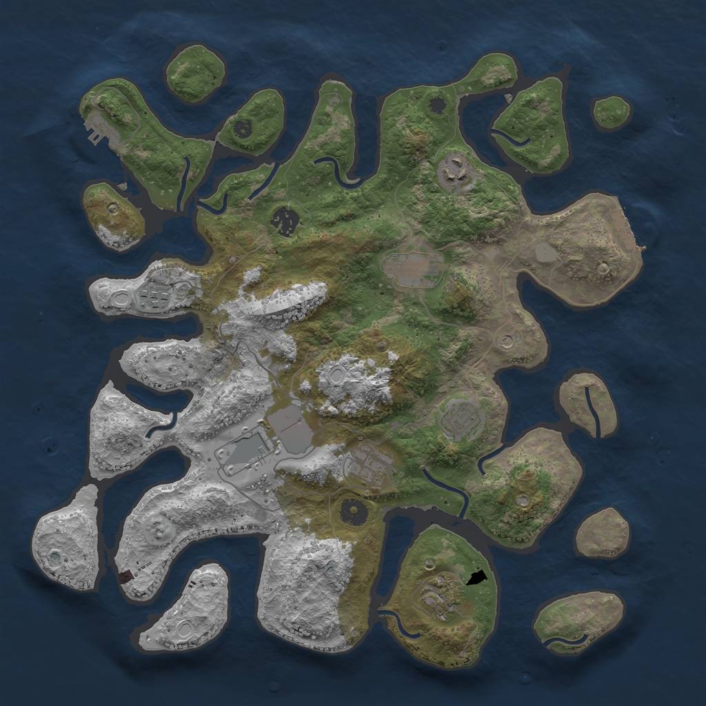 Rust Map: Procedural Map, Size: 3850, Seed: 122437917, 16 Monuments