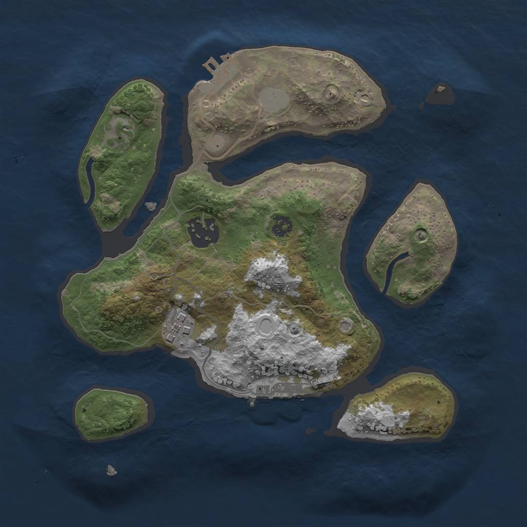 Rust Map: Procedural Map, Size: 2500, Seed: 134546232, 9 Monuments