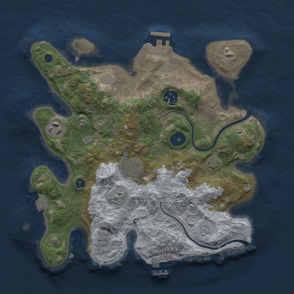Rust Map: Procedural Map, Size: 3000, Seed: 165410321, 10 Monuments
