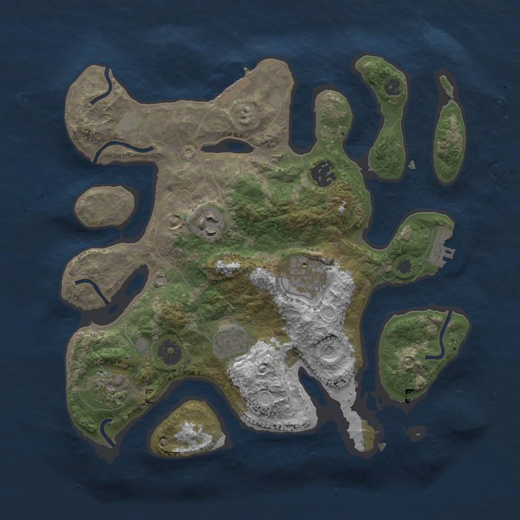 Rust Map: Procedural Map, Size: 3200, Seed: 8721684, 13 Monuments