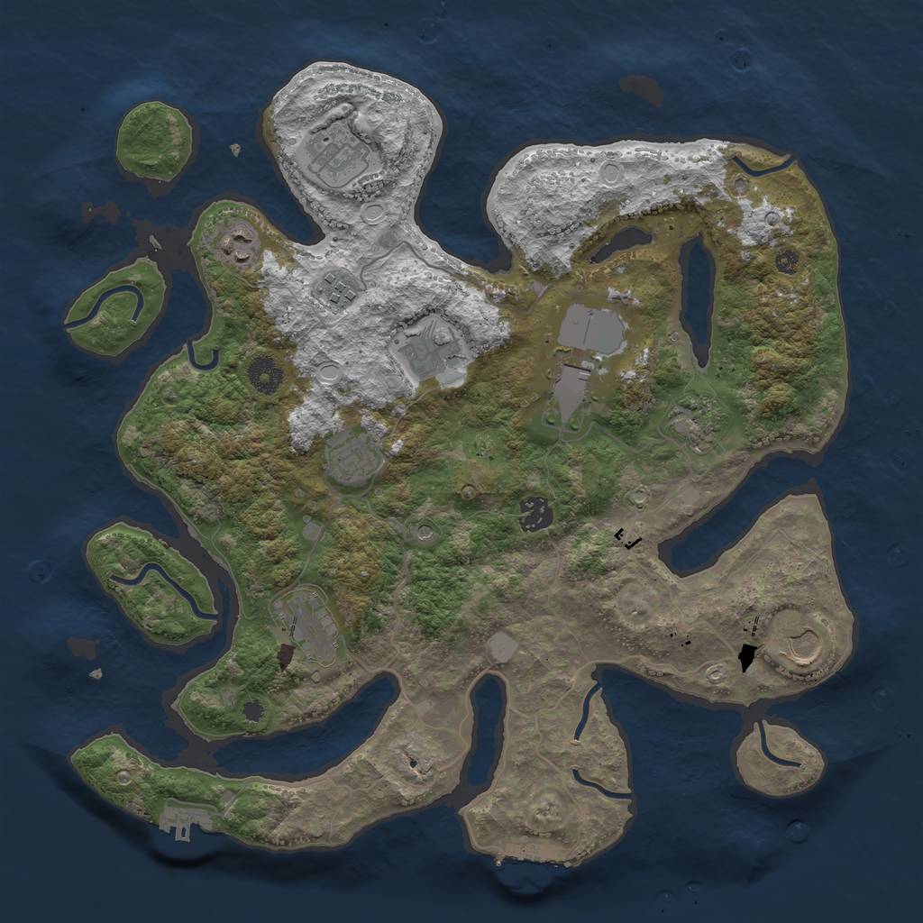 Rust Map: Procedural Map, Size: 3849, Seed: 1298094623, 18 Monuments