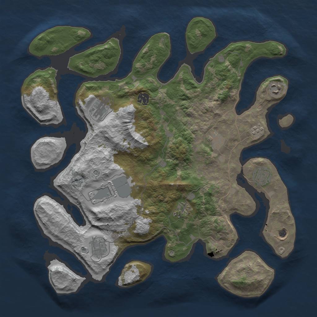 Rust Map: Barren, Size: 4000, Seed: 78744782, 13 Monuments