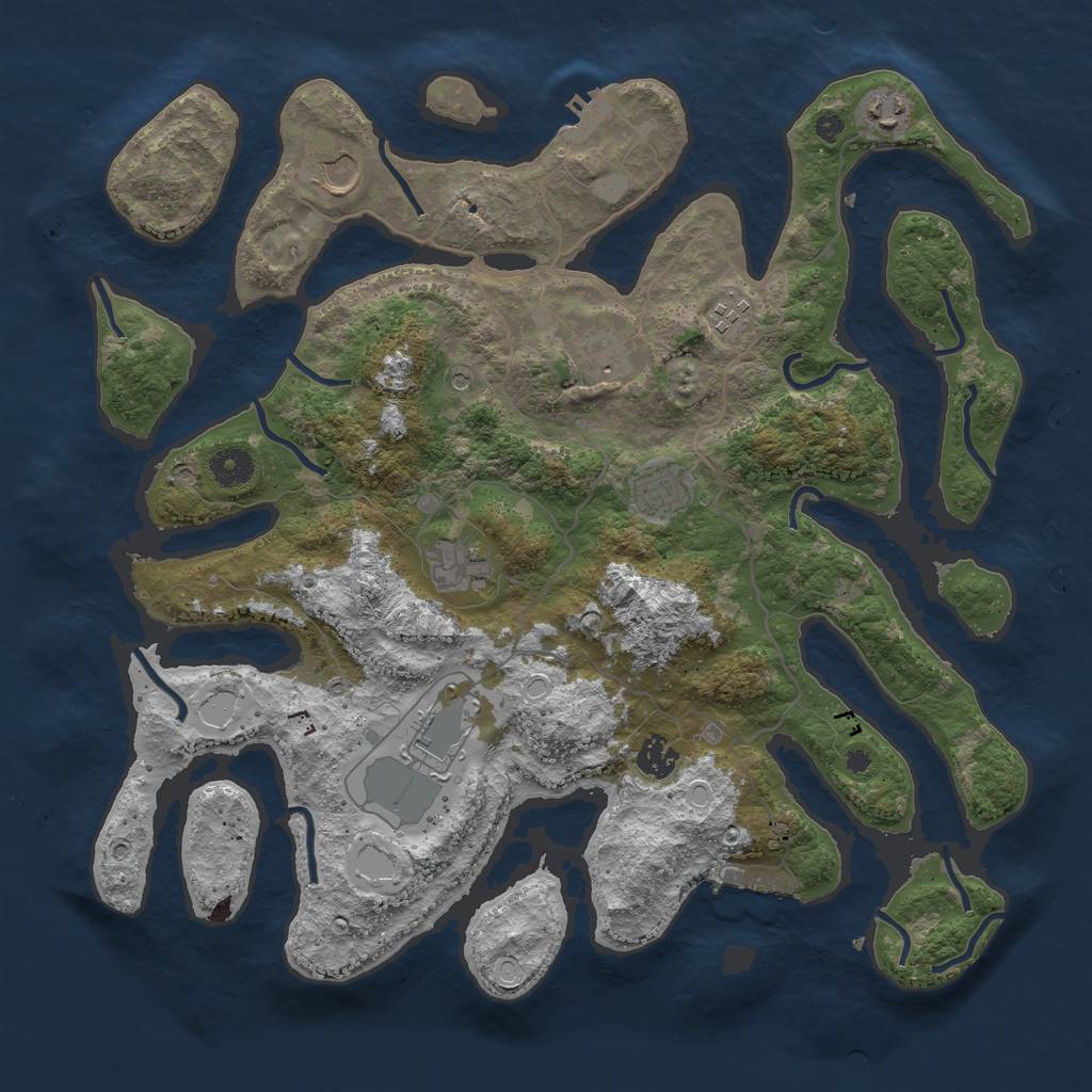 Rust Map: Procedural Map, Size: 4000, Seed: 880734762, 16 Monuments