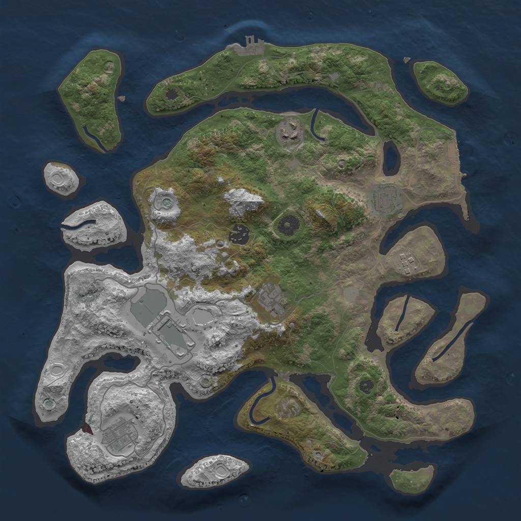 Rust Map: Procedural Map, Size: 3750, Seed: 68264915, 15 Monuments