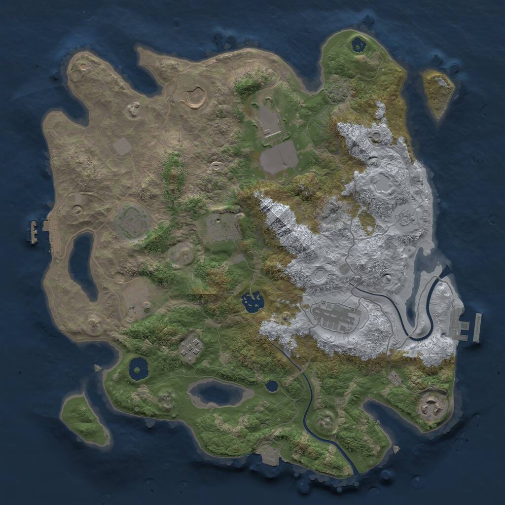 Rust Map: Procedural Map, Size: 3500, Seed: 569854256, 14 Monuments