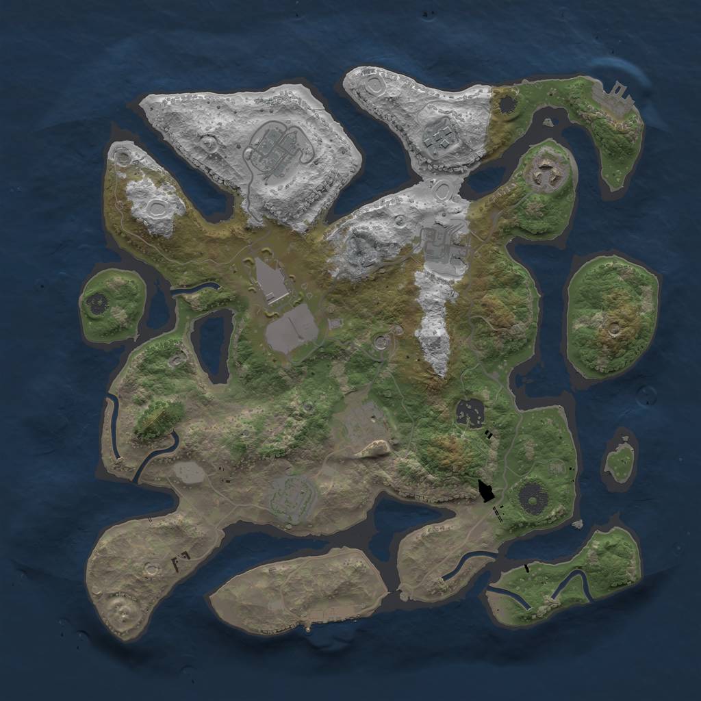 Rust Map: Procedural Map, Size: 3500, Seed: 1404, 16 Monuments