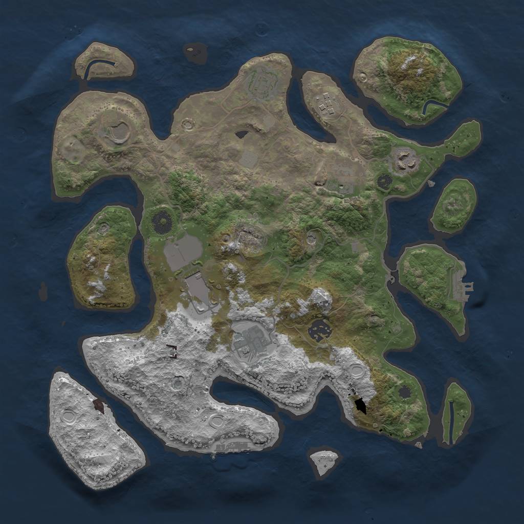 Rust Map: Procedural Map, Size: 3600, Seed: 713124, 16 Monuments