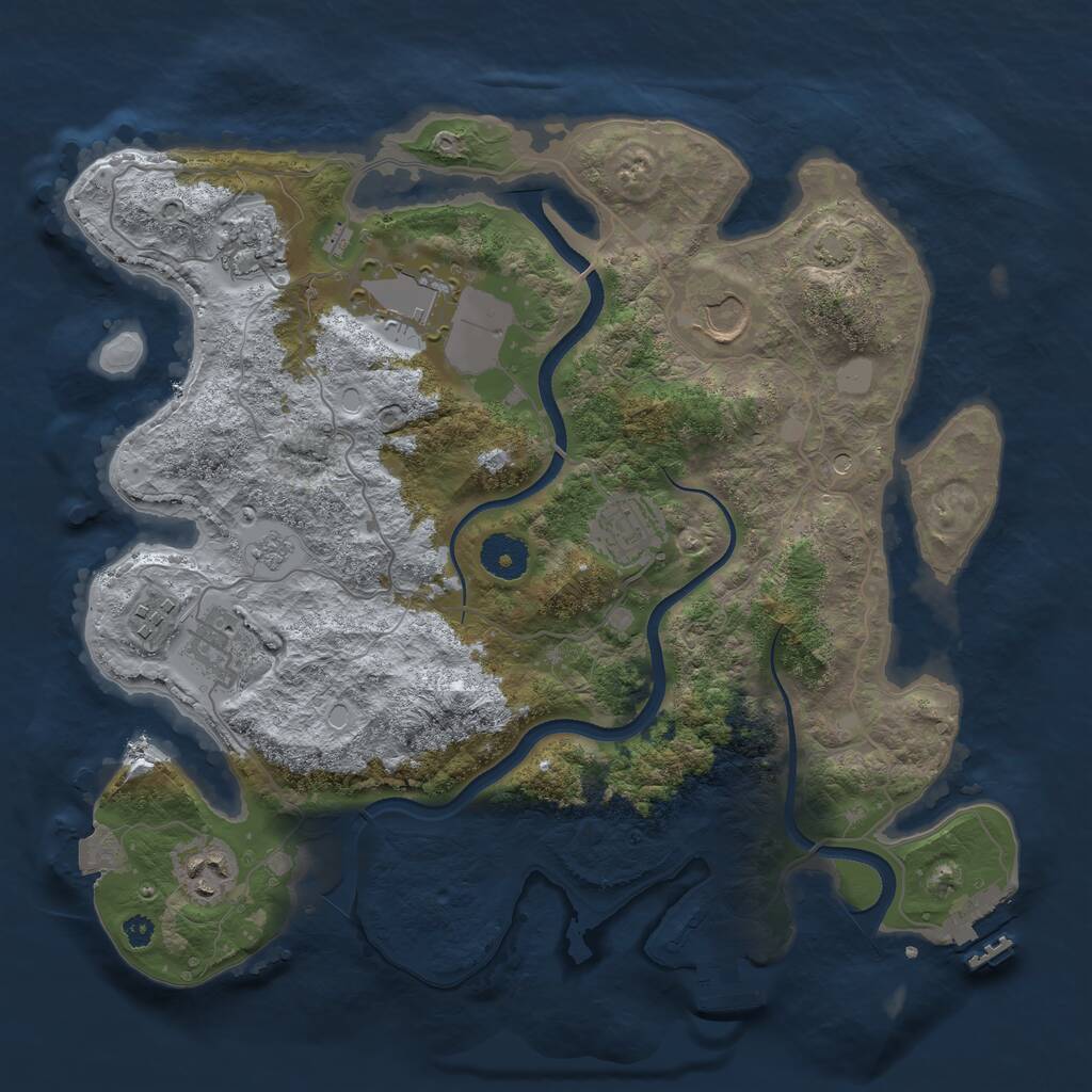 Rust Map: Procedural Map, Size: 3500, Seed: 1093138044, 13 Monuments