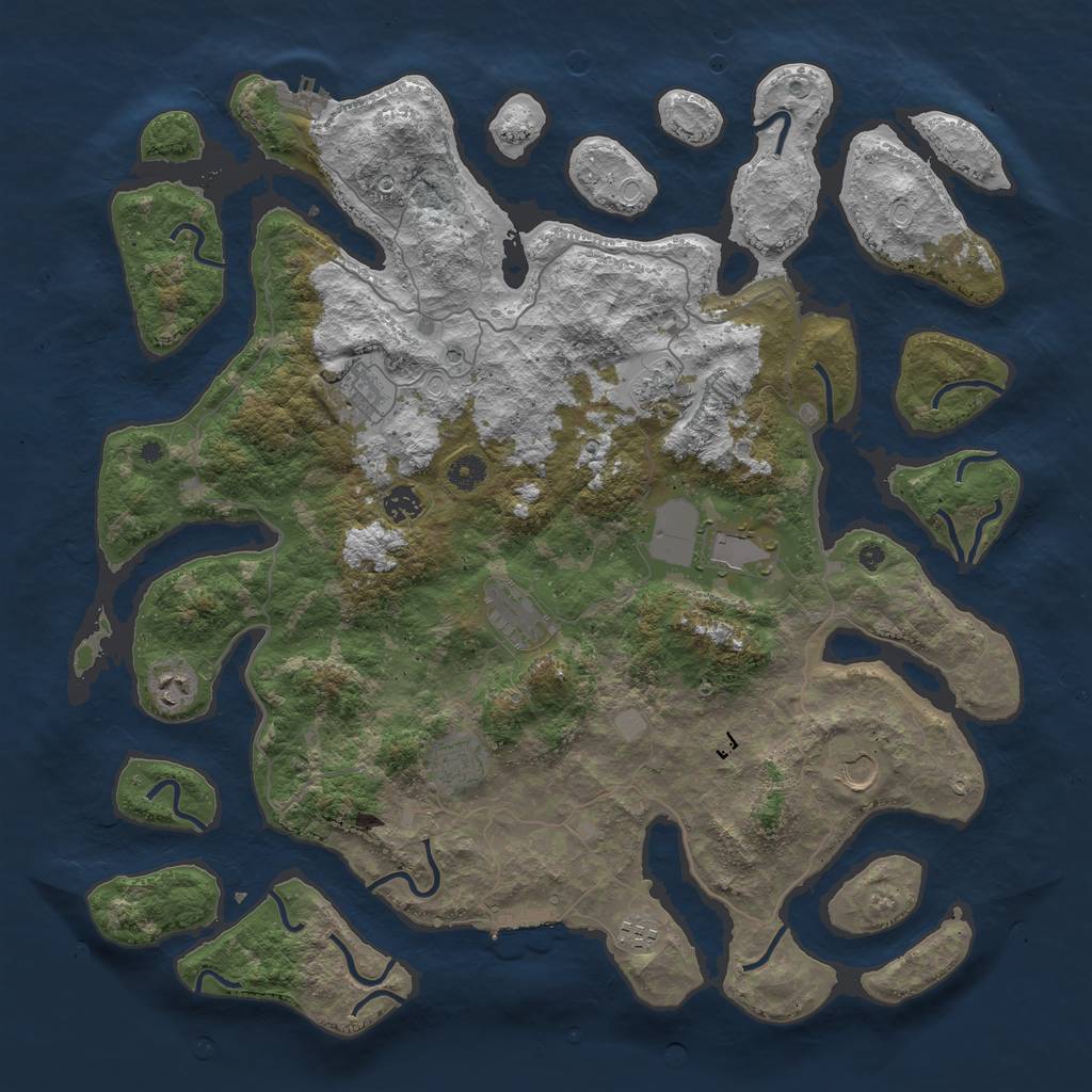Rust Map: Procedural Map, Size: 4500, Seed: 1258889639, 17 Monuments