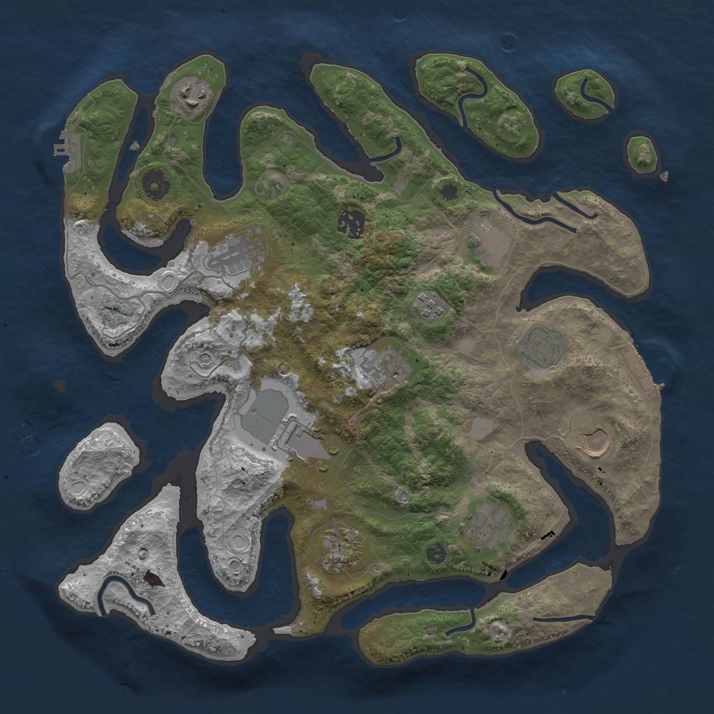 Rust Map: Procedural Map, Size: 3700, Seed: 178341006, 19 Monuments