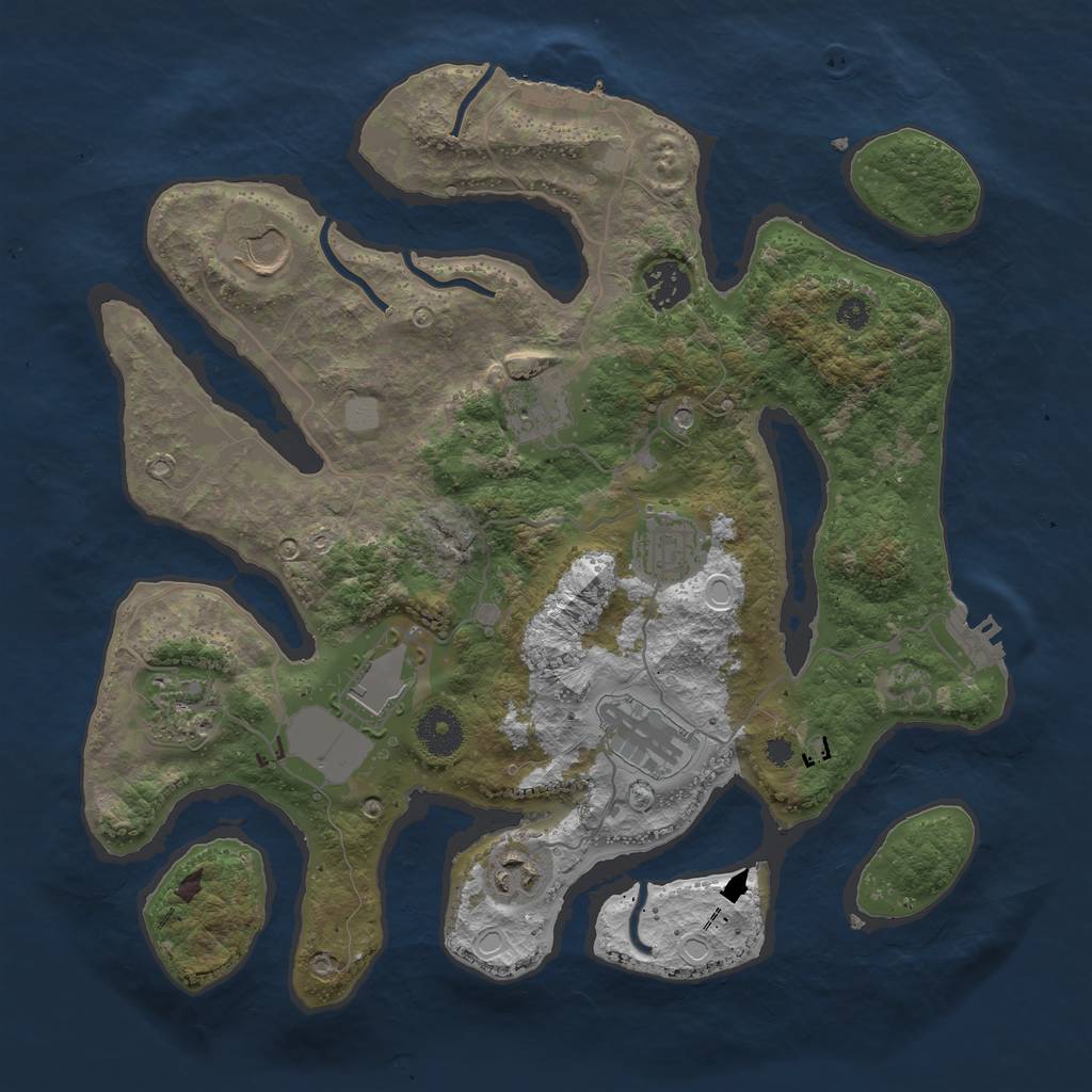 Rust Map: Procedural Map, Size: 3500, Seed: 652395347, 16 Monuments