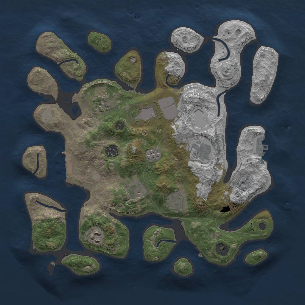 Rust Map: Procedural Map, Size: 3500, Seed: 1972650651, 15 Monuments