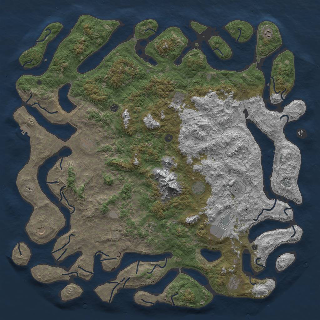 Rust Map: Procedural Map, Size: 6000, Seed: 531038928, 19 Monuments