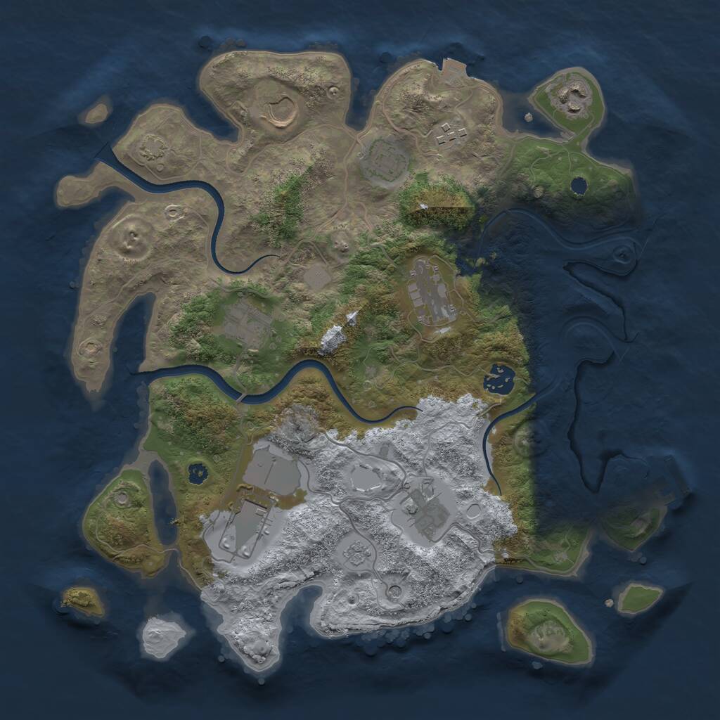 Rust Map: Procedural Map, Size: 3500, Seed: 502262933, 14 Monuments