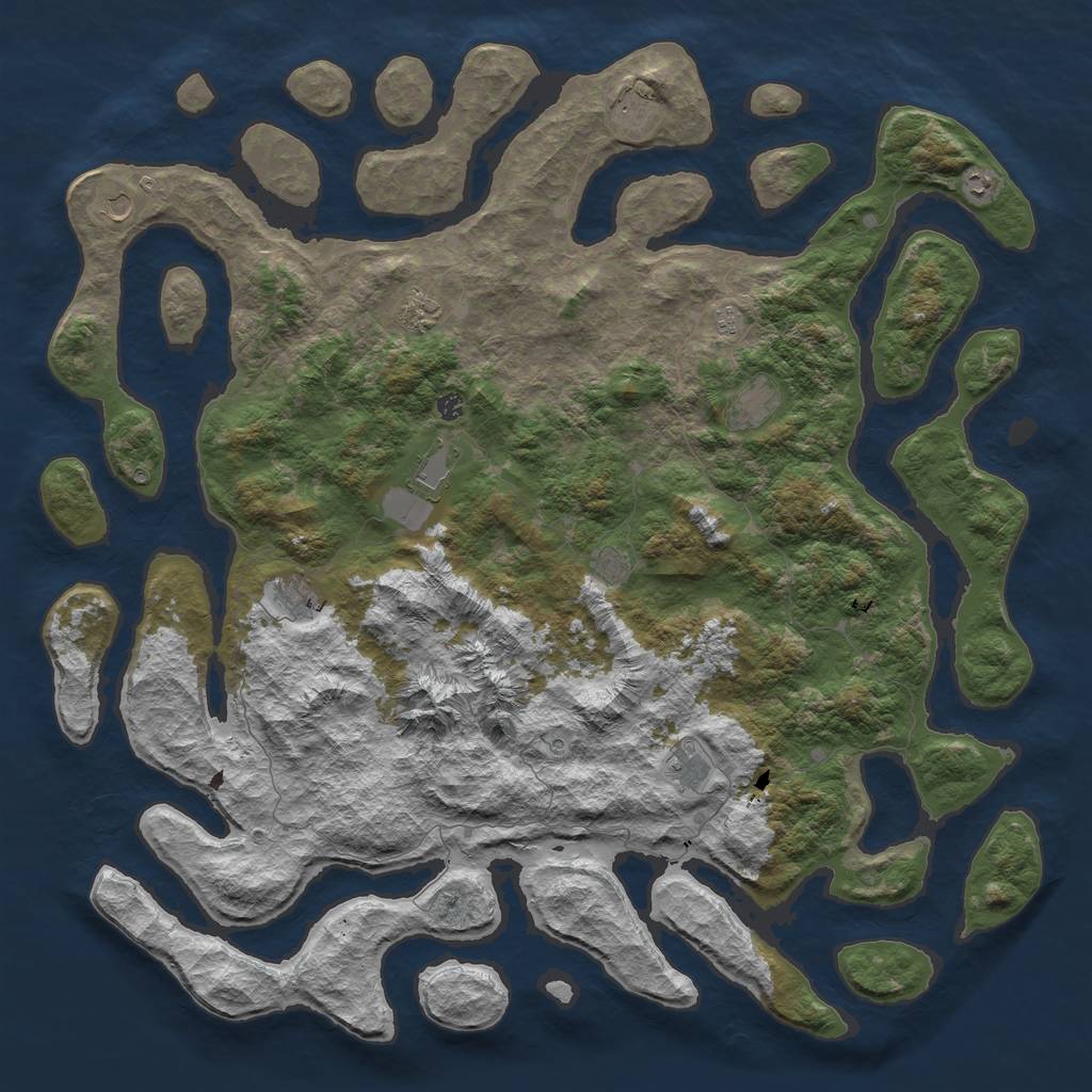 Rust Map: Barren, Size: 6000, Seed: 6738, 14 Monuments