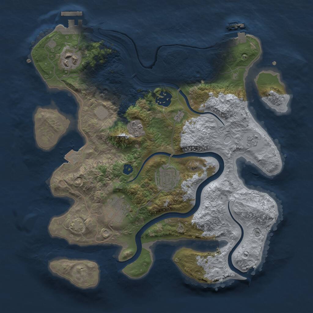 Rust Map: Procedural Map, Size: 3000, Seed: 10687126, 10 Monuments