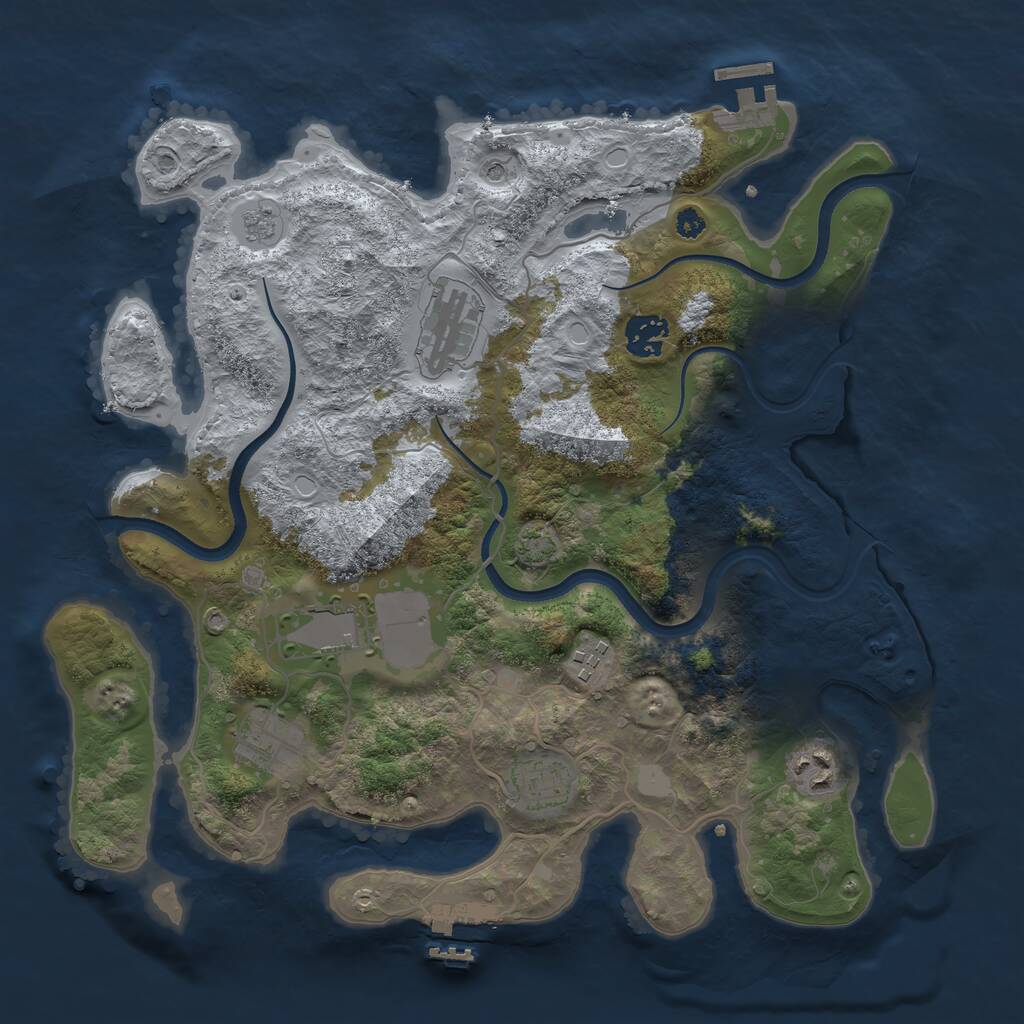 Rust Map: Procedural Map, Size: 3500, Seed: 819086594, 13 Monuments