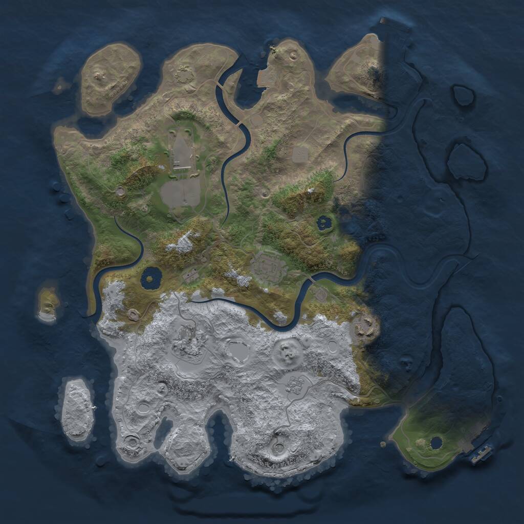 Rust Map: Procedural Map, Size: 3500, Seed: 1637658260, 10 Monuments