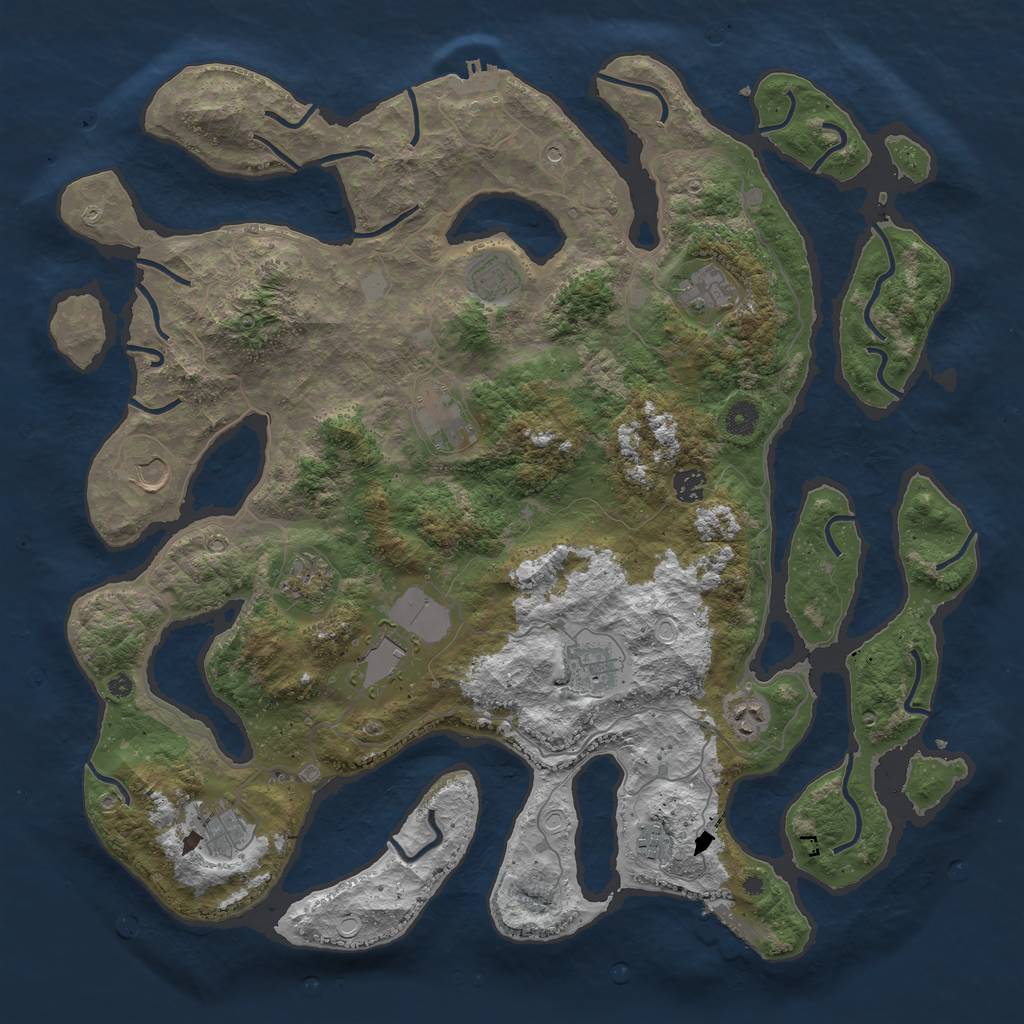 Rust Map: Procedural Map, Size: 4500, Seed: 1947100206, 19 Monuments