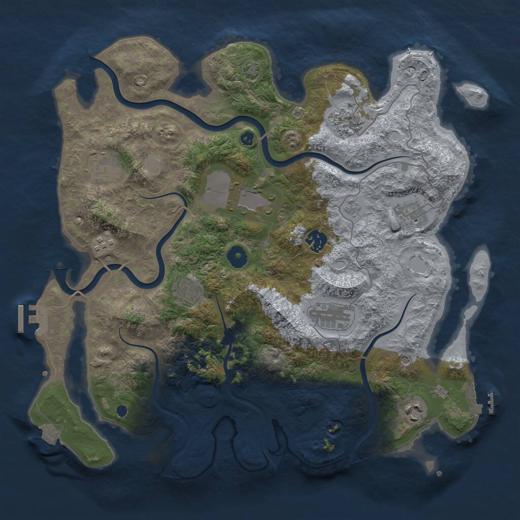 Rust Map: Procedural Map, Size: 3800, Seed: 94274443, 15 Monuments