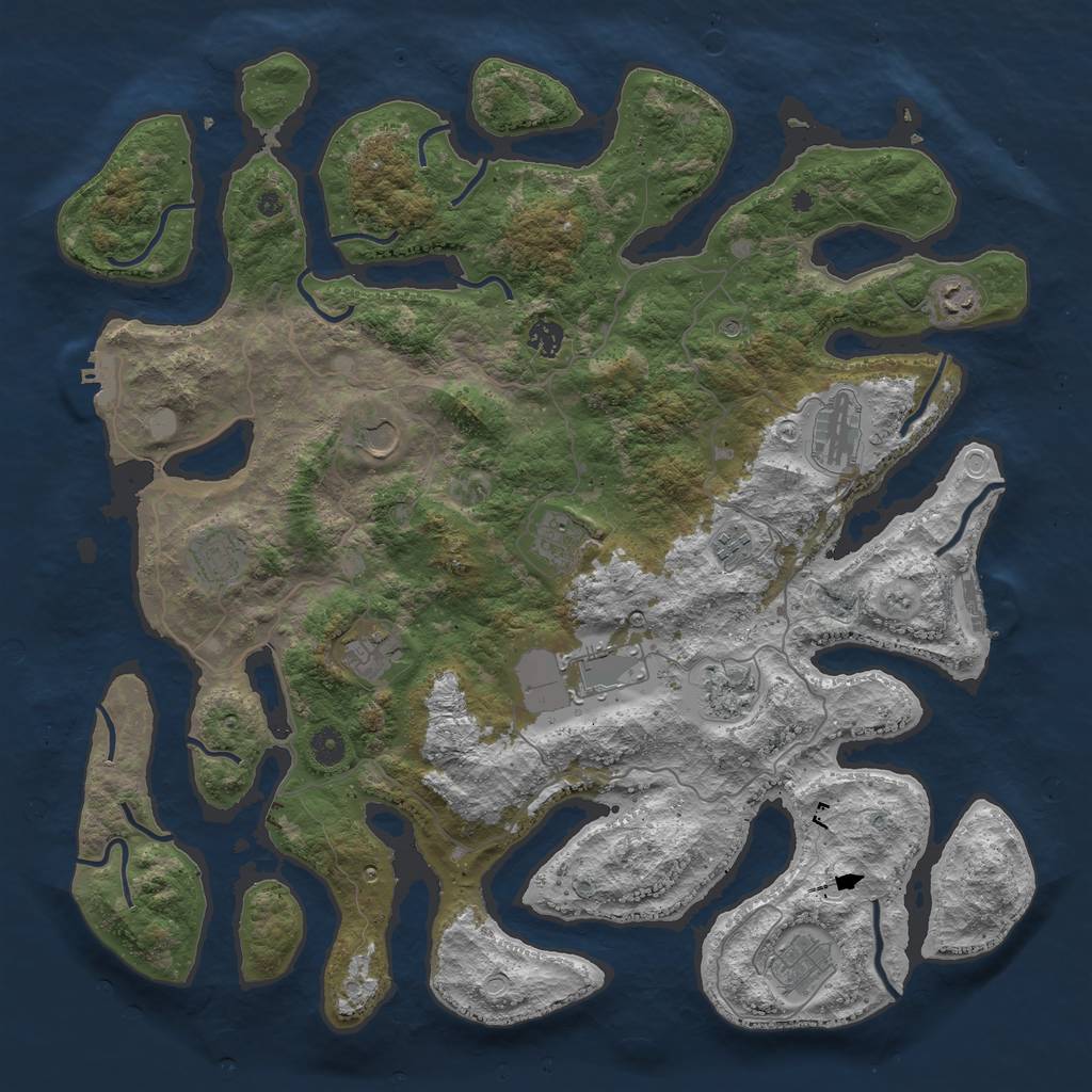 Rust Map: Procedural Map, Size: 4500, Seed: 592015332, 19 Monuments