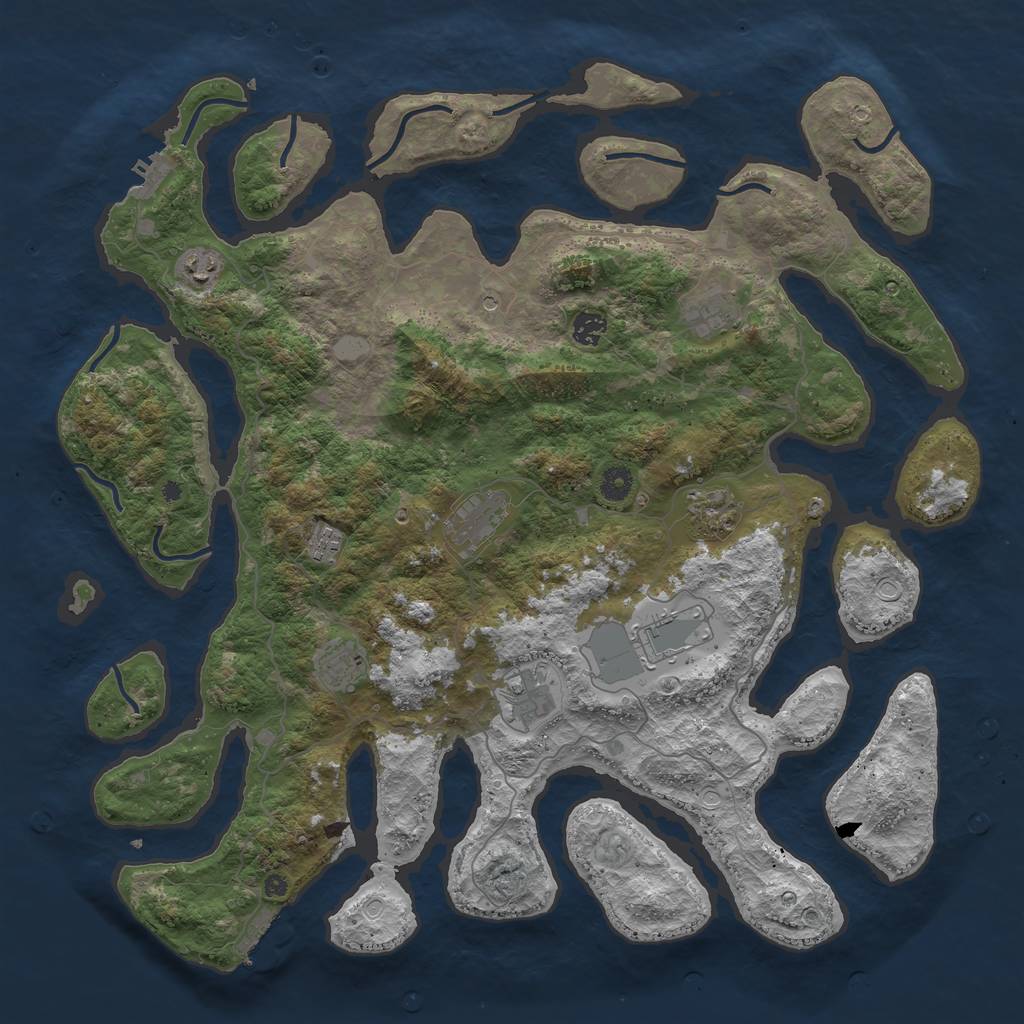 Rust Map: Procedural Map, Size: 4500, Seed: 312756321, 17 Monuments