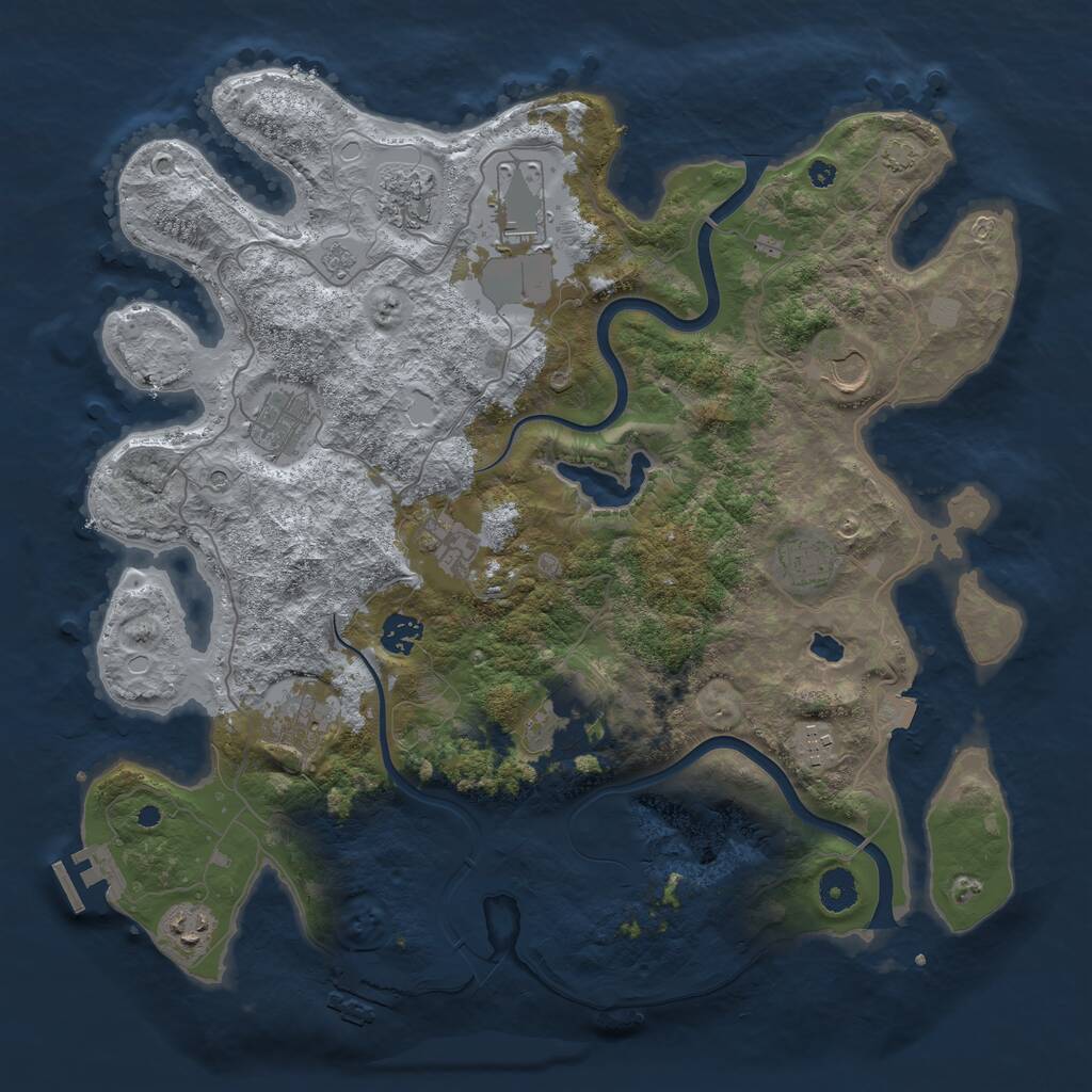 Rust Map: Procedural Map, Size: 4000, Seed: 197553385, 17 Monuments