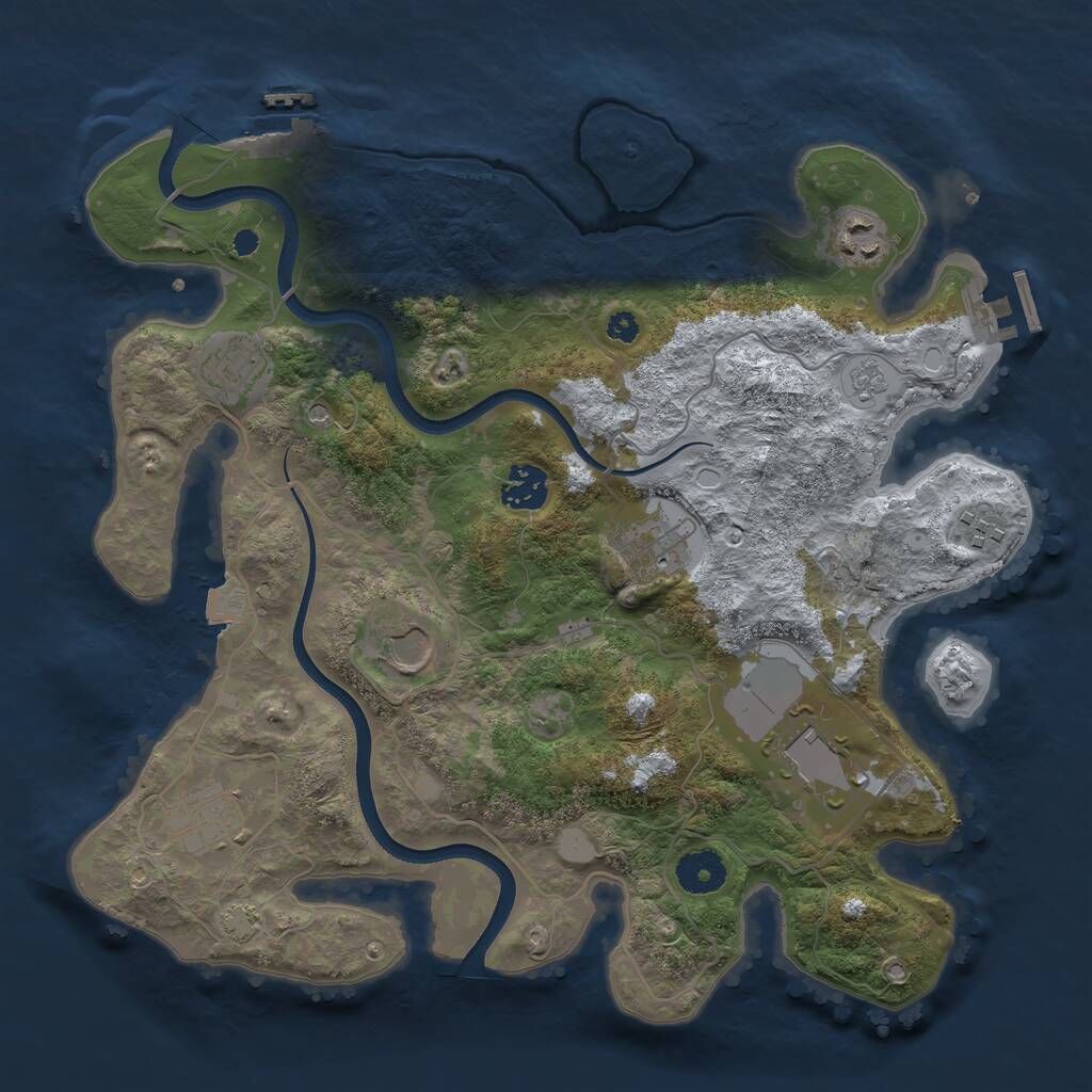 Rust Map: Procedural Map, Size: 3500, Seed: 1638612400, 14 Monuments