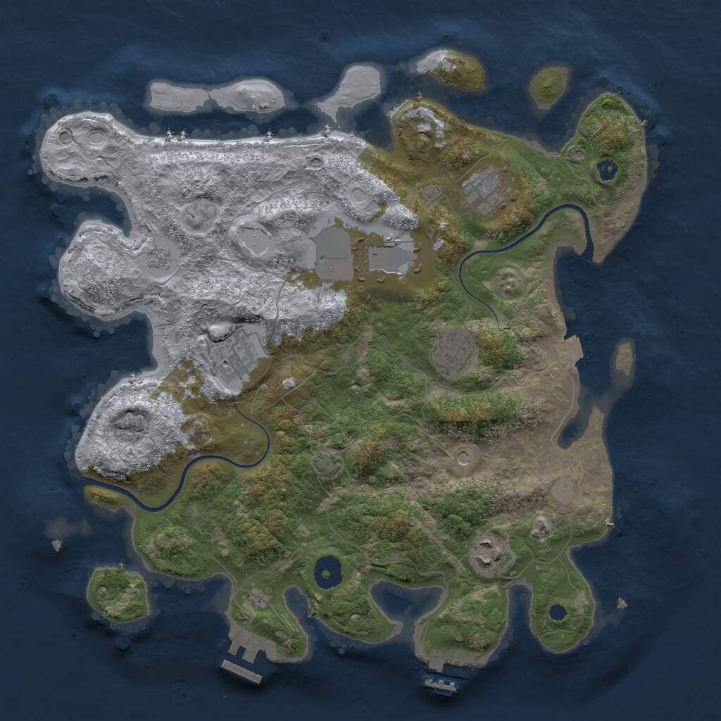Rust Map: Procedural Map, Size: 3500, Seed: 67391, 11 Monuments