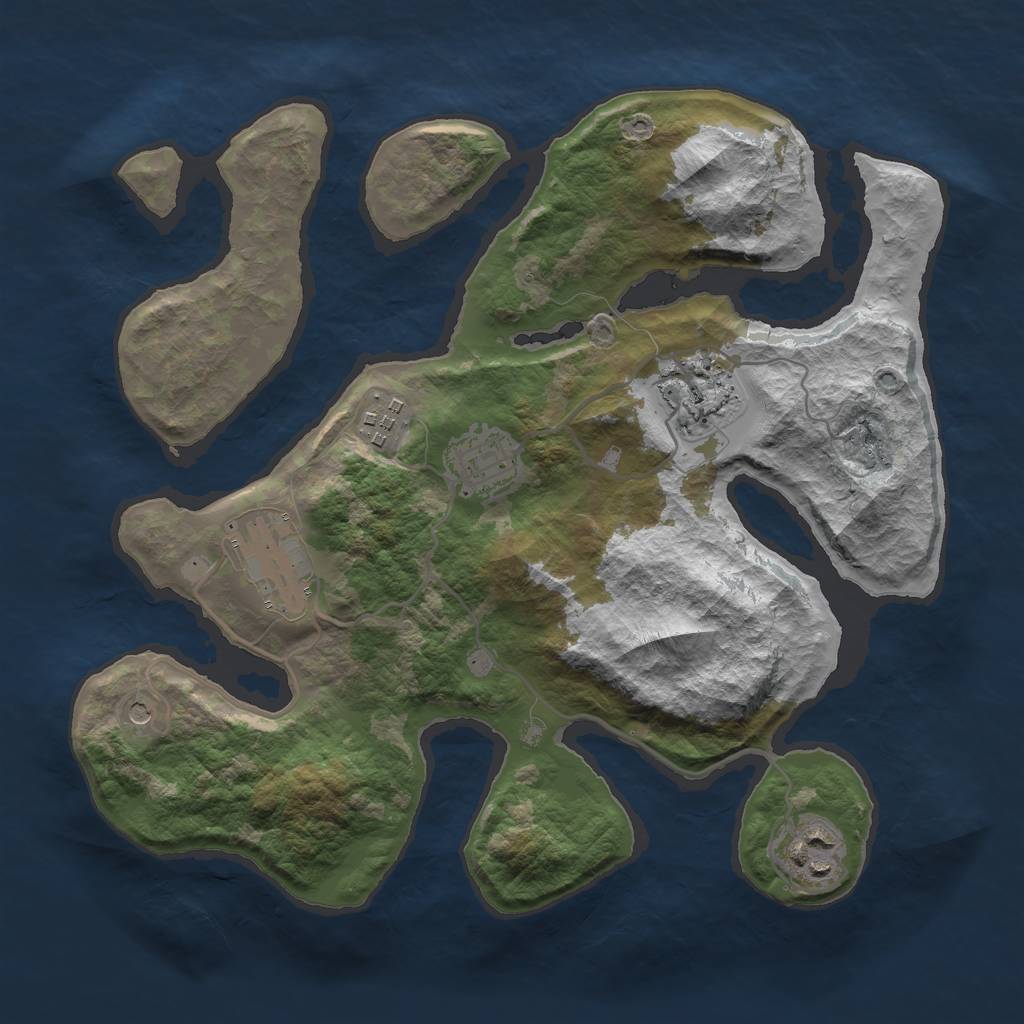 Rust Map: Barren, Size: 3000, Seed: 588016864, 8 Monuments