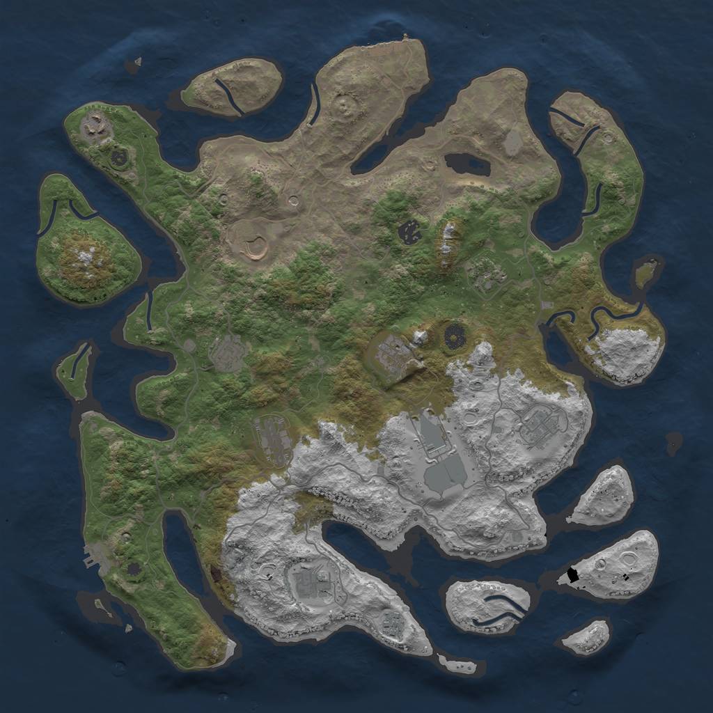 Rust Map: Procedural Map, Size: 4500, Seed: 1786047, 19 Monuments