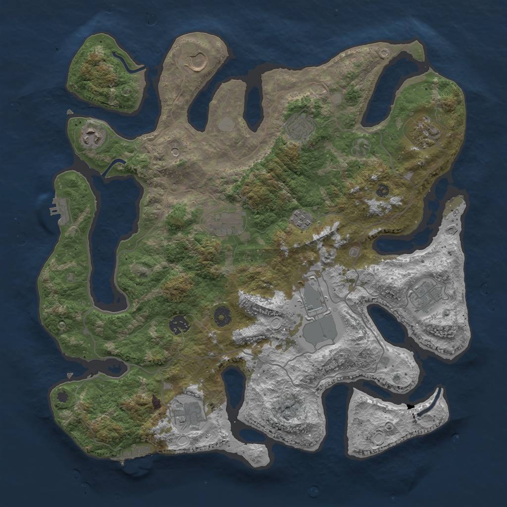 Rust Map: Procedural Map, Size: 4000, Seed: 2245, 18 Monuments
