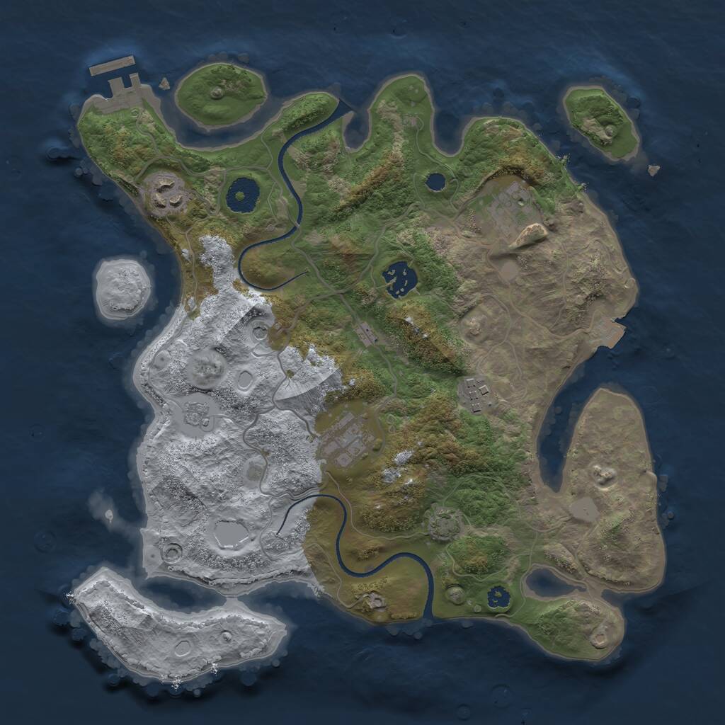 Rust Map: Procedural Map, Size: 3200, Seed: 485671, 10 Monuments