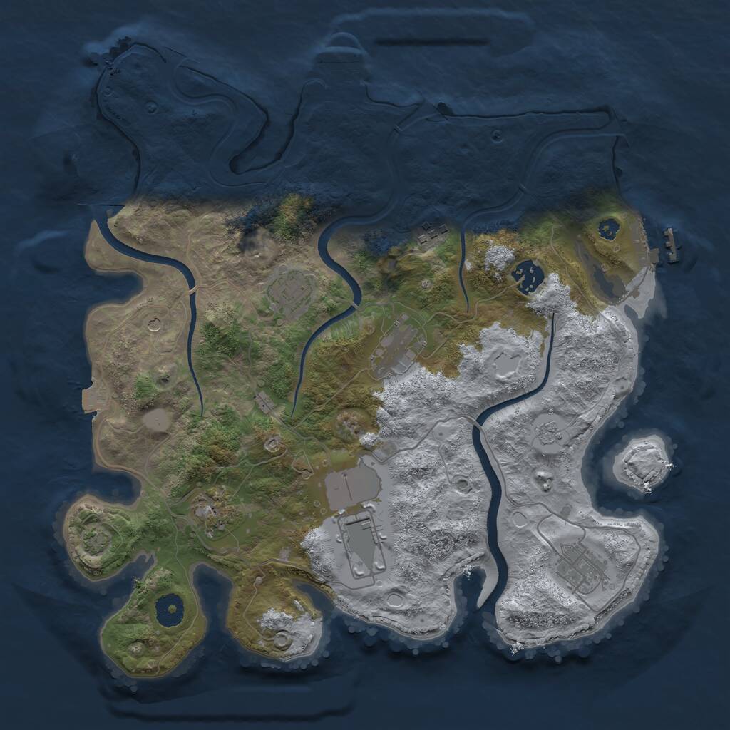 Rust Map: Procedural Map, Size: 3500, Seed: 32387634, 13 Monuments