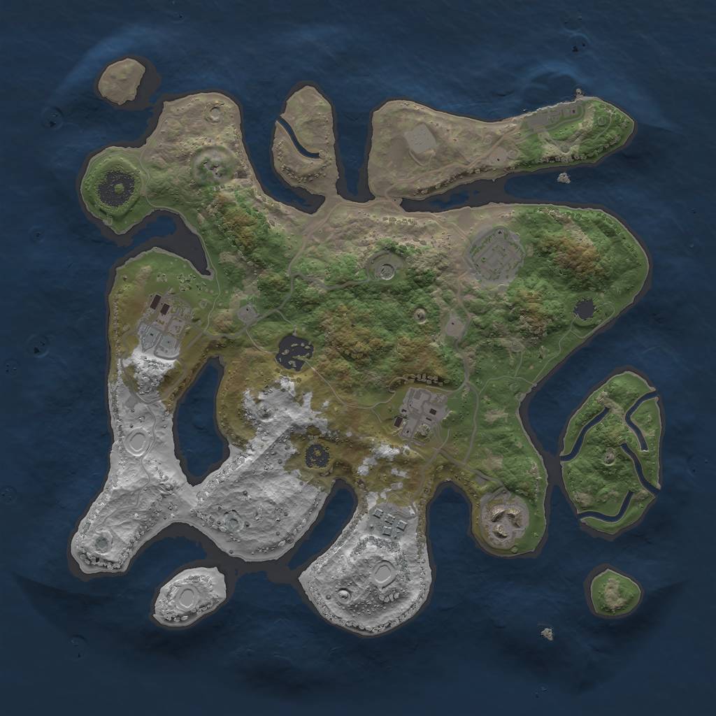 Rust Map: Procedural Map, Size: 3000, Seed: 1246693405, 13 Monuments