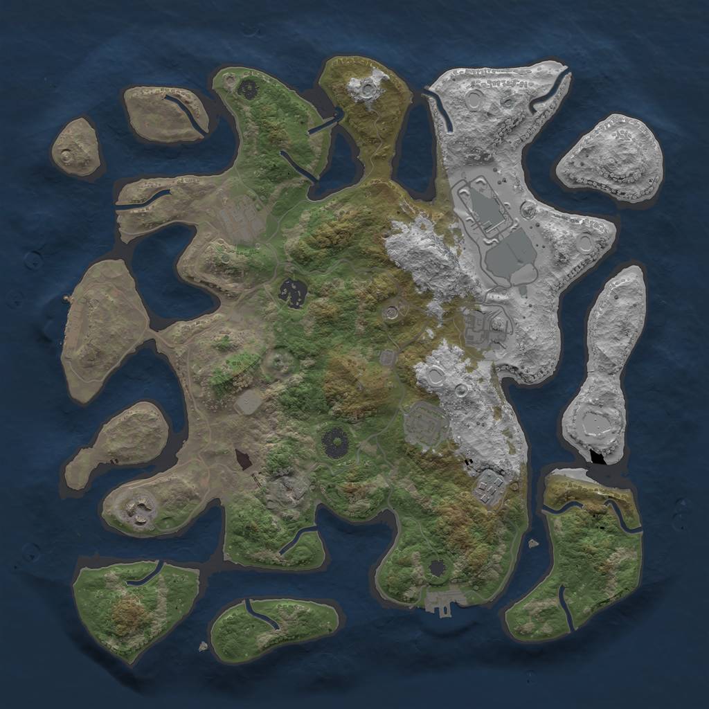 Rust Map: Procedural Map, Size: 3700, Seed: 2094333561, 15 Monuments