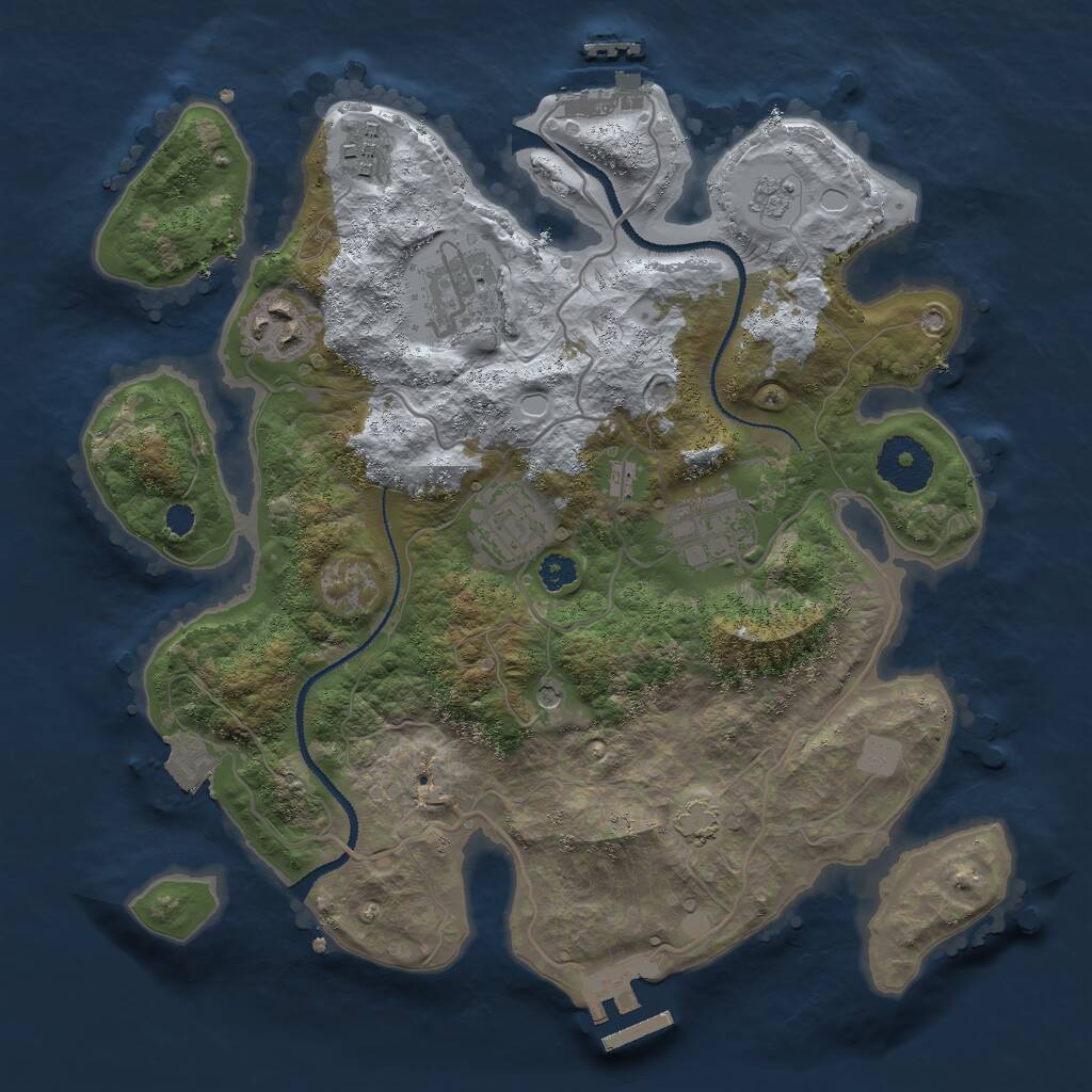 Rust Map: Procedural Map, Size: 3000, Seed: 2426499, 11 Monuments