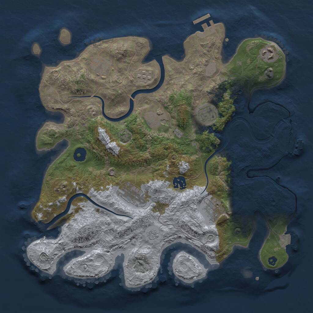 Rust Map: Procedural Map, Size: 3459, Seed: 3482, 14 Monuments