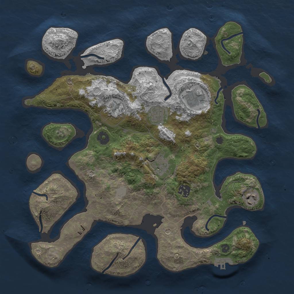 Rust Map: Procedural Map, Size: 3500, Seed: 24835, 13 Monuments