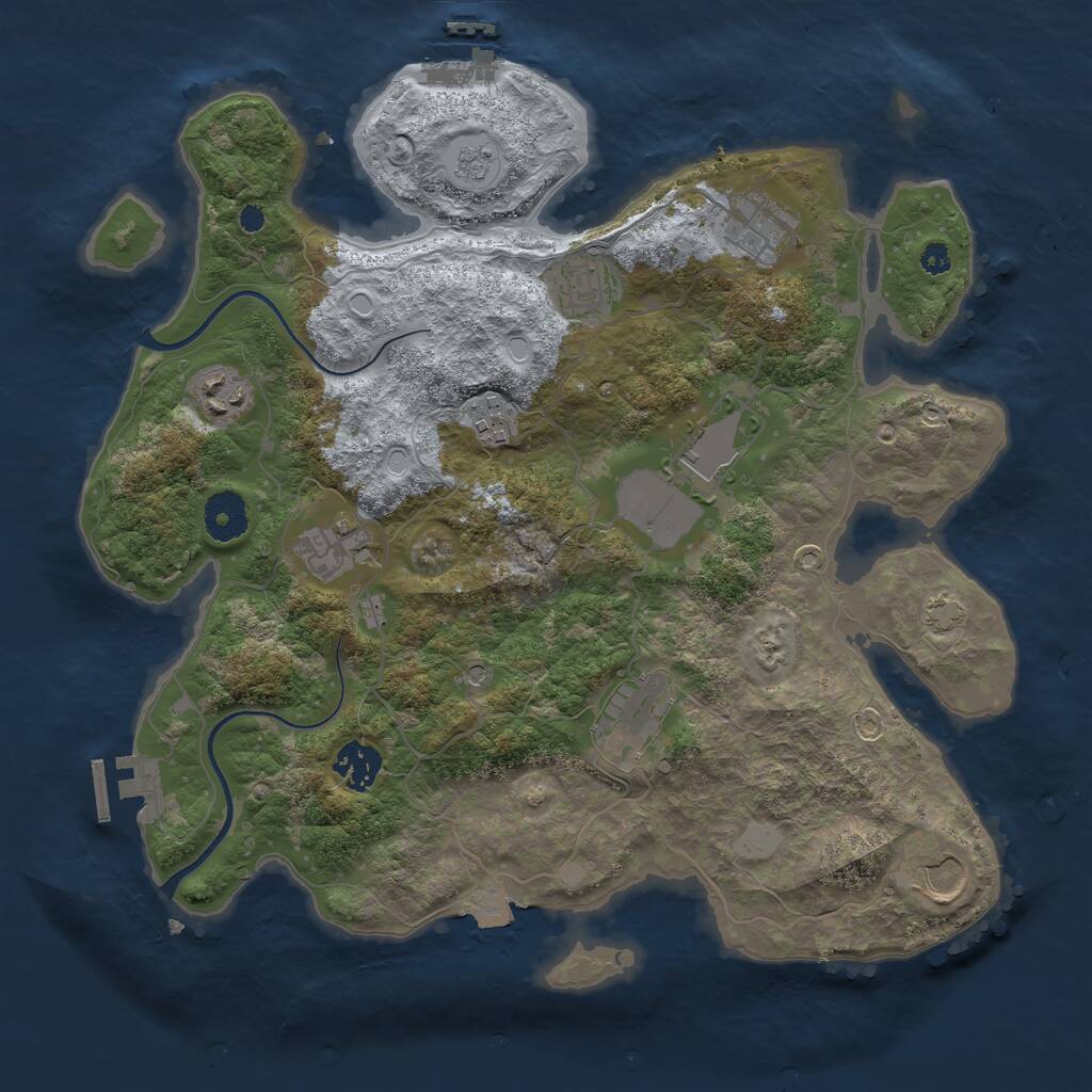 Rust Map: Procedural Map, Size: 3500, Seed: 658170240, 15 Monuments